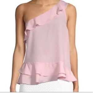 Likely Pink One Shoulder Ruffle Blouse size small NWT